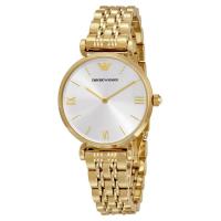 นาฬิกาผู้หญิง EMPORIO ARMANI Classic Silver Dial Gold Tone Ladies Watch AR1877 สายนาฬิกาสแตนเลส ตัวเ