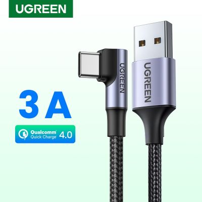 UGREEN Nylon USB C Cable 90 Degree Fast Charger USB Type C Cable for Xiaomi Mi 8 Samsung Galaxy S9 Plus Mobile Phone USB-C Cord Cables  Converters