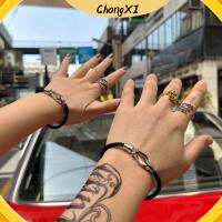 CHONGXI ถักแบบถัก สร้อยข้อมือเกือกม้า เหล็กไร้สนิม สายเคเบิลปม กำไลข้อมือข้อเท้า ง่ายๆ ห่วงโซ่ลวด กำไลข้อมือคู่ สำหรับผู้หญิง