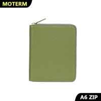Moterm Genuine Pebbled Grain Leather A6 Zip Cover with Back Pocket Cowhide Planner Zipper Organizer Agenda Journal Diary