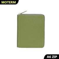 Moterm ของแท้ Pebbled Grain หนัง A6ซิปพร้อมกระเป๋าหลัง Cowhide Planner Zipper Organizer Agenda Journal Diary