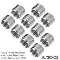 ℡ 10/30Pcs Thread Reducer Threaded Inserts Stainless Steel Female M8 To Male M6 Length 6mm/10mm/15mm Inner M6x1.0 Outer M8x1.25