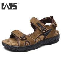 Mens Genuine Leather Sandals Brand Classic Sandal Summer Male Outdoor Casual Lightweight Sandal Fashion Sneakers Big Size 46