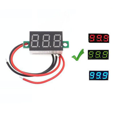 DC โวลต์มิเตอร์แบบสองสาย DC 2.5-30V โวลต์มิเตอร์ไฟ LED 0.36นิ้ว