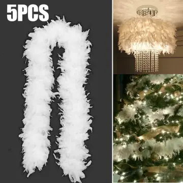 2m Natural Feather Boa Strip Xmas Ribbon Party Garland Decor Christmas Tree  White Diy Craft Wedding Supplies Grament Accessaries