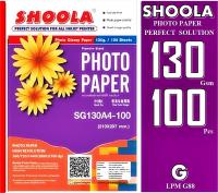 SHOOLA กระดาษโฟโต้ หนา 130 แกรม แบบมันวาว พิมพ์ 1 หน้า กันน้ำ 4800DPI SHOOLA 130g Glossy Inkjet Photo Paper 100ผ A4