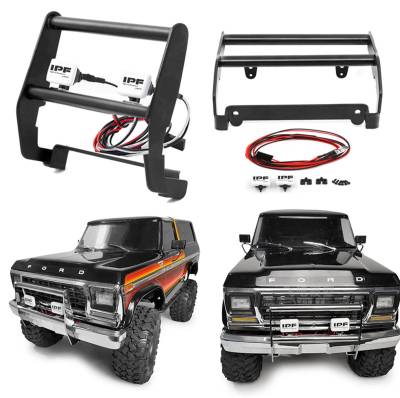 Stainless Steel Front Metal Bumper with LED Light Anti Collision Bumper for Traxxas 1/10 TRX4 82046-4 Bronco RC Crawler parts Electrical Connectors