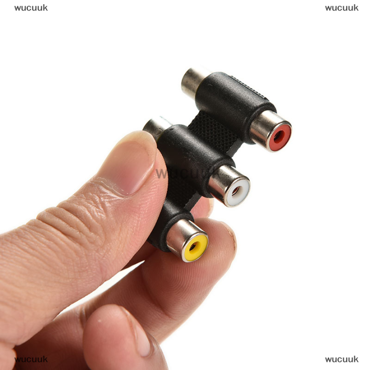 wucuuk-ตัวเชื่อมต่อวิดีโอและเสียง3-rca-av-coupler-อะแดปเตอร์3rca-หญิงมินิ