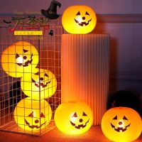 【CW】 Led Light up Balloon Latex Pumpkin Balloons Halloween Toy Party Decorations for Home Halloween Pumpkin Decor Outdoor indoor