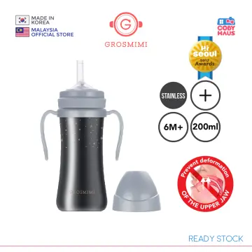 Grosmimi 10oz Stainless Steel Sippy Cup with Straw France