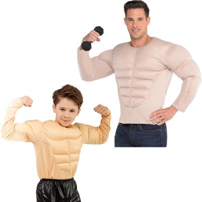 （Good baby store） Halloween Muscle Tops Child Costume Kids Vest Suits Boys Cosplay Chest Shirt Outfits for New Years Gifts Purim Party Clothing