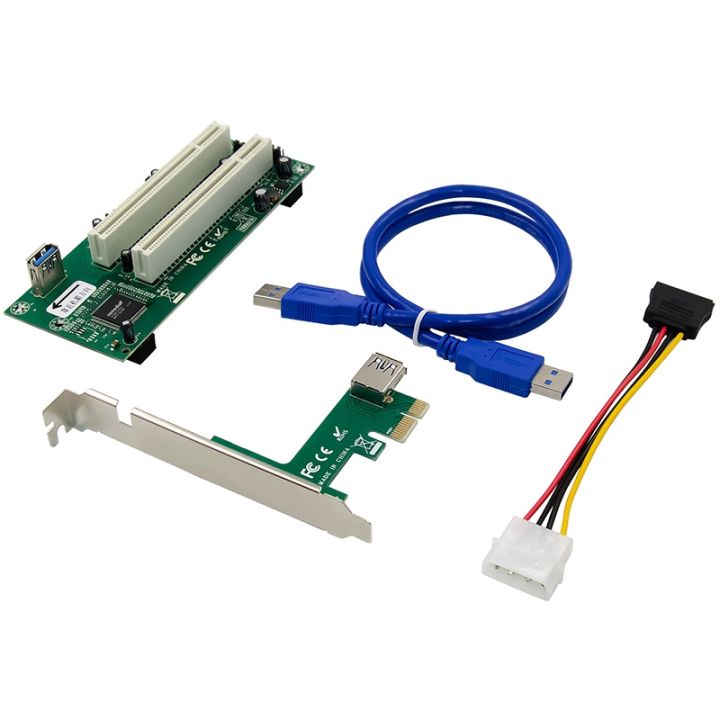 PCI Express to Dual PCI Adapter Card PCIe X1 to Router Tow 2 PCI Slot Riser  Card  Support Window Linux 