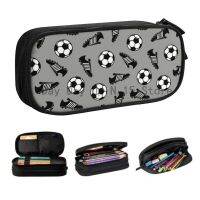 Kawaii Soccer Balls And Cleats Pencil Case for Girls Boys Custom Football Large Storage Pen Box Bag School Supplies