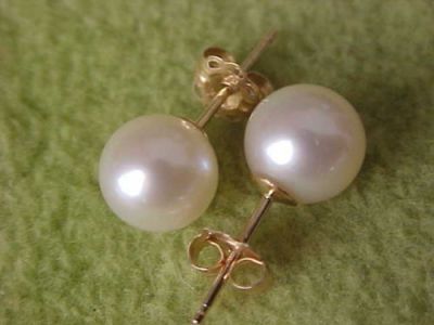 HOT AAA 8-9MM NATURAL SOUTH SEA WHITE PEARL EARRINGS 925s silver