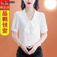 dress new heavy silk bow short-sleeved ladies foreign style loose belly mulberry T-shirt top