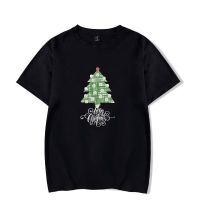 เสื้อยืดผ้าฝ้ายเสื้อยืดผ้าฝ้าย เสื้อยืดคริสต์มาสAlimoo Merry Christmas Men &amp; Women Cotton T-shirt Lovers Tops Oversize XXS 4XL