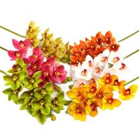 7pcs Good Quality Chinese Cymbidium Orchid 10 heads Artificial Real Touch Orchids for Wedding Centerpieces Decorative Flowers