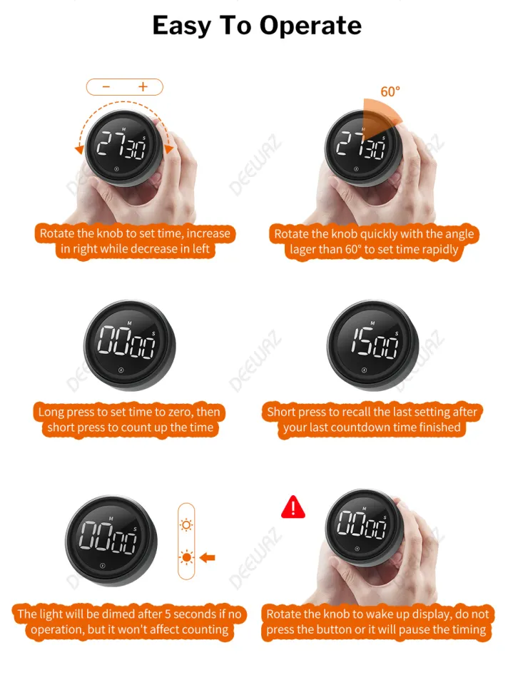 DEEWAZ Multifunctional Magnetic Digital Timer for Kitchen Cooking Baking  Study Stopwatch Alarm Mechanical Counter Time Clock