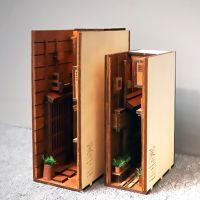 Wooden Book Nook Inserts Art Bookends DIY Bookshelf Decor Stand Decoration Japanese Style Home Decoration Model Building Kit New