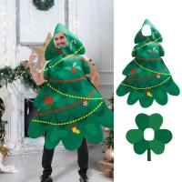 Green Christmas Tree Costume Performance Hoodie Dress Costume Cosplay Dress up with Silver Tinsel for Christmas Parties Stage Performance and Carnival reasonable