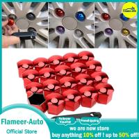 Flameer 20ชิ้นฝาครอบล้อรถยนต์ฝาครอบขอบล้อกันสนิมฝาครอบน็อตสีแดง17มม