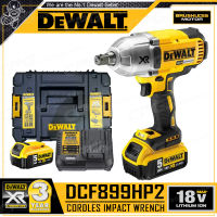 [ผ่อน 0%] DEWALT บล๊อค บล๊อก ถอดล้อ ไร้สาย 20V Max. (18V) แกน 1/2นิ้ว (4หุน, มอเตอร์ไร้แปรงถ่าน, แรงบิด 950 Nm) รุ่น DCF899HP2 ++ชุดพร้อมใช้งาน แบต5.0Ah x 2ก้อน + แท่นชาร์จ