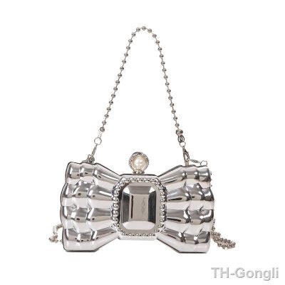 【hot】◑﹍  2023 Luxury Pvc Bow Shaped Personality Small Fashion Metal Chain Crossbody