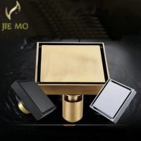 10x10cm Floor Drains Square Shower Drain Brass Floor Drain Trap Waste Grate With Hair Strainer  chrome/gold/black floor drain Traps Drains