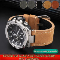 สายนาฬิกาหนัง Cowhide วินเทจสำหรับ G-SHOCK Casio GST-W120L/W130L // S120/S100/S110 MTG-B1000 G1000 สายนาฬิกาสร้อยข้อมือผู้ชาย-Meqiao ke