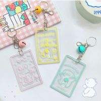 RNI2091 Kawaii ของขวัญ สแควร์ สำหรับสาว พวงกุญแจกระดิ่ง กระต่าย กระเป๋าใส่บัตรลายการ์ตูน ที่ใส่บัตรรถบัส เครื่องประดับกระเป๋า การ์ดรูปภาพ