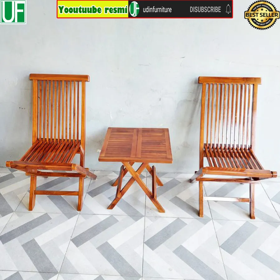 kursi lipat kursi teras lipat minimalis meja lipat kayu jati promo