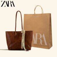 Zara2d Zaraดิโอฤดูใบไม้ร่วงและฤดูหนาวกระเป๋าใบใหญ่ย้อนยุคหญิง2022กระเป๋าแฟชันใหม่กระเป๋าสะพายไหล่เดินทางแบบพกพาระดับกระเป๋าจุของได้มาก