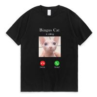 2023NewBingus Cat Is Calling Memes T-Shirt for Men Hairless Humorous 100% Cotton Tees Shirt Street Teenager Short Sleeve T Shirt Tops