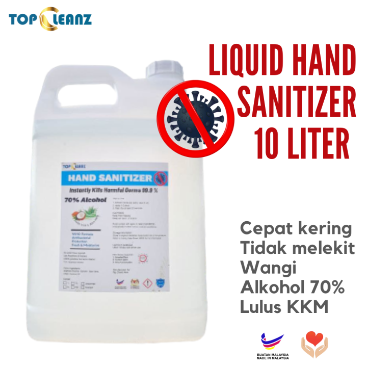 [KKM APPROVED READY STOCK] 10 LITER LIQUID HAND SANITIZER 70 ALCOHOL
