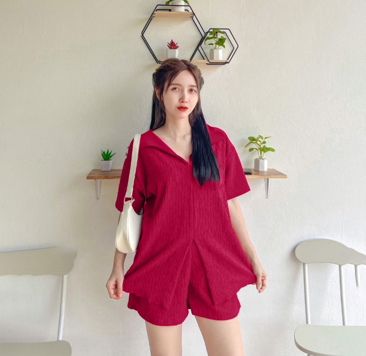 พร้อมส่ง-ชุดเซต-เสื้อแขนสั้น-oversize-กางเกง-g10-g30-g50-a1430