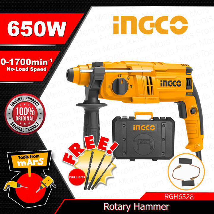 INGCO Rotary Hammer SDS Plus Chuck System 650W RGH6508 •TOOLS FROM MARS