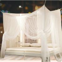 【LZ】▽☢  Sexy Mosquito Net Palace Four Door King/Queen Double Size Home Single Bed Prevent Insect Outdoor Square Grace White Canopy Net