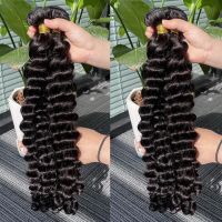 Brazilian Curly Human Hair Weave Bundles Loose Deep Wave 3 4 Remy Hair Bundles 30 32 34 36 Inch Hair Extensions Double Drawn