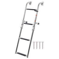 Boat Foldable 4 Steps Ladder 316 Stainless Steel Stern Mount For Pontoon Yachts