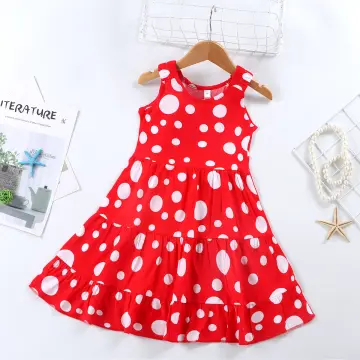 Red and white hot sale frock for baby