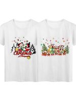 2ชิ้น/ล็อต Disney Mouse Mickey Minnie Merry Christmas T เสื้อสำหรับครอบครัวคนรักเสื้อยืดของขวัญตลกเสื้อยืดกราฟิก