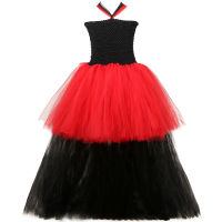 Popular Rock Star Tutu Dress with Train Tail Girls Birthday Party Perform Tulle Dresses Carnival Halloween Costume for Kids 1-14