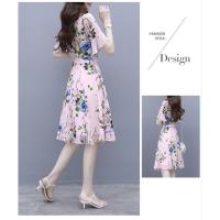 [Modern Lady] 2021 new womens summer floral ice silk dress ladies new ins style temperament dress