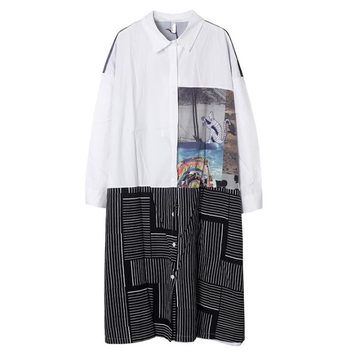 xitao-dress-fashion-asymmetrical-striped-print-full-sleeve-shirt-dress