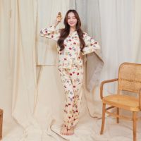 ชุดนอน Muslin pajamas  ชุดนอนผ้าเยื่อไผ่ แขนยาวขายาว ผ้านุ่ม ใส่สบาย (รุ่น C387)