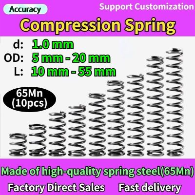 65Mn Wire Diameter 1.0 mm Cylidrical Coil Compression Spring Return Compressed Springs Release Pressure Spring Steel Coils Electrical Connectors