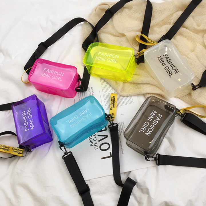 Orange Letter Jelly Purse Cute Clear Bag PVC Cross-body Handbags