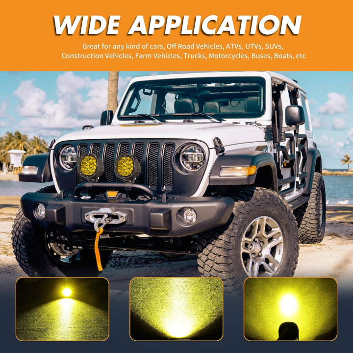 ychow-tech-4-inch-90w-led-amber-fog-lights-2pcs-9000lm-amber-offroad-lights-yellow-fog-lights-round-led-offroad-lights-spot-driving-work-light-for-truck-pickup-suv-atv-utv-4x4-motorcycle-amber-light