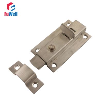 【LZ】 2pcs Stainless Steel Door Bolts Latch Lock Automatic Push 91x45mm Spring Loaded Barrel Bolt Latch