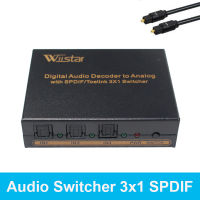 Wiistar Spdiftoslink Optical Audio 3X1 Switcher Digital Optical Digital To og Audio Decoder ADAPTER